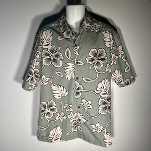 Pau Hanna Hawaii SZ XL Vintage Hawaiian Green Brown Camp Shirt Resort Vacation